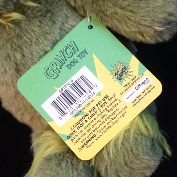 The Grinch Medium Size Plush Dog Toy Crinkle Squeaker - Picture 3 of 6
